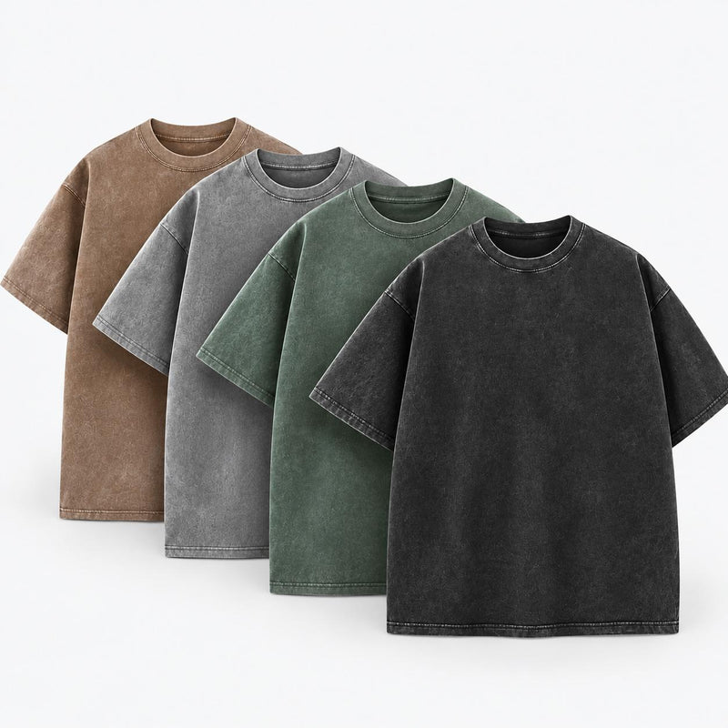 Distressed Washed Cotton Tee 4-Pack