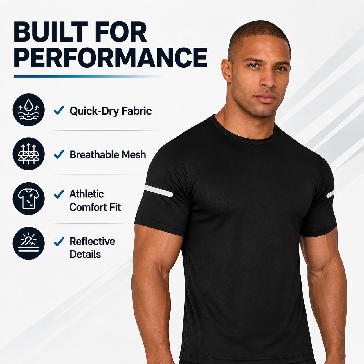 Moisture Wicking Reflective Sports Shirts